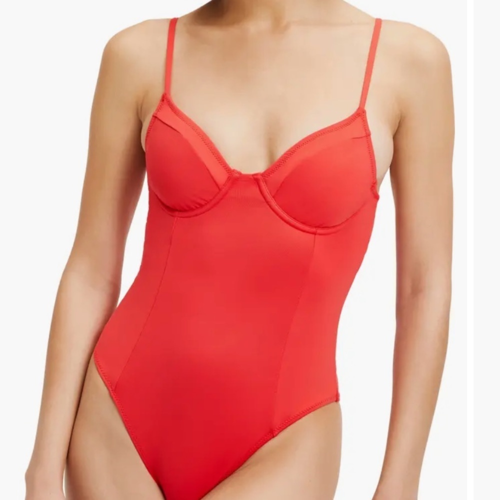 Good American Womens Showoff One Piece Swimsuit Underwire Bright Poppy nwt